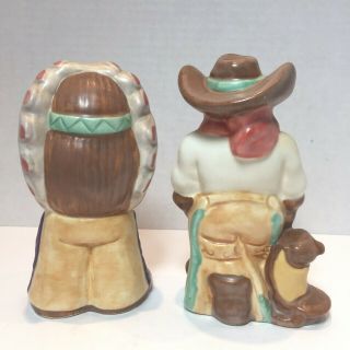 Vintage Treasure Craft Cowboy and Indian Salt & Pepper Shakers Ceramic Western 2