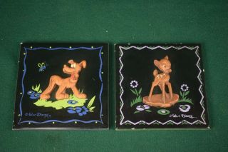 Vintage Disney Tiles / Plaques By Kemper - Thomas - Bambi Pluto