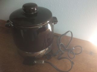 West Bend Electric Bean Pot With Chrome Heat - Rite Electric Base Great