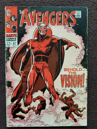 Avengers 57 1st Vision 1968 Marvel Key Good - Very Good Stan Lee John Buscema