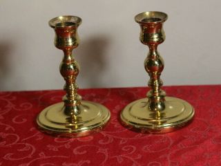 Two (2) Baldwin Brass Candlestick Candle Holders 4 3/4 " High