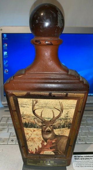 Jim Beam Whiskey Decanter Bottle With J.  Lockhart Whitetail Deer