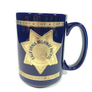 California Highway Patrol Chp Mug 14 Ounce Tea Cup Blue Gold Eureka Logo