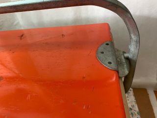 1950s SCHLITZ BEER Metal COOLER w/ Orange Top & Locking Handle w/ TRAY 3