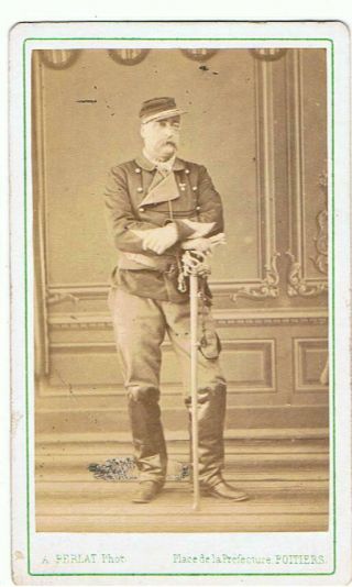 Cdv Of A French Soldier With Sword By Alfred Perlat,  Poitiers France