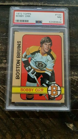 1972 - 73 Topps Bobby Orr 100 Psa 7 Nm Vintage Hockey Card