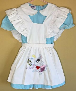 Vintage Disney Store Alice In Wonderland Dress Up Embroidered Costume Girls 6