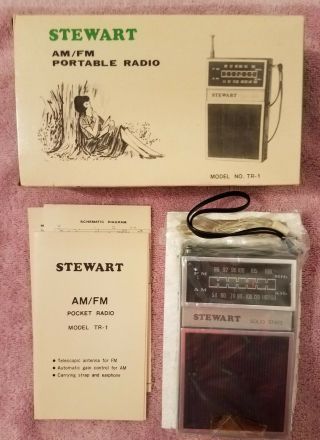 Vintage Stewart Am/fm Portiable Radio - Model Tr - 1
