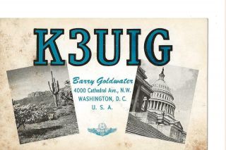 1963 K3uig Barry Goldwater Washington D.  C.  Qsl Radio Card