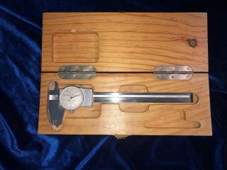 Vintage Machinist Brown And Sharpe Caliper 599 - 579 - 12.  In Wood Case Swiss Made
