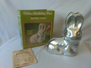 Bunny Rabbit Aluminum 3 - D Cake Mold Pan 2 Piece Wilton 1974 Vintage Directions