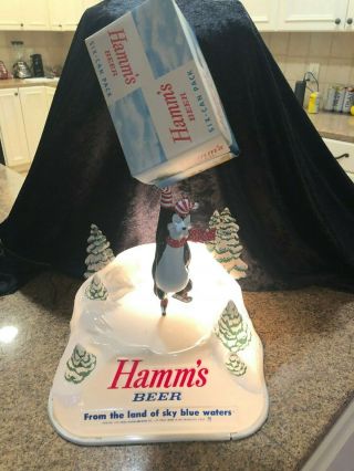 Hamms Beer Sign Motion - Skating,  Twirling Bear With 6 Pack