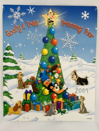 Disney Goofy’s Tree Trimming Tour 1991 Lady & The Tramp Christmas Pin Set