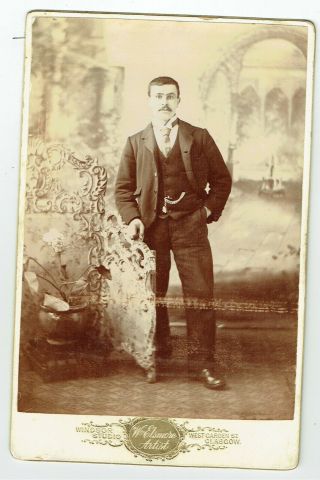 Victorian Cabinet Photo Young Man Standing Glasgow Photographer