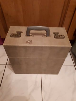 Old Retro 1950s/60s 33 1/3 Record Lp Case Storage Box With 2 Keys
