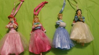 Disney Princess Figure Dress Ornaments Set Of 4