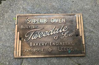 Antique Bronze Manufacturers Plaque Sign - Oven By Tweedale Leeds