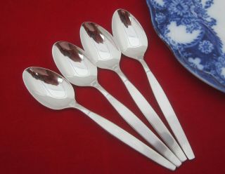 4 Vintage Oneida Community Frostfire Stainless Demitasse Coffee Spoon Set 4 - 1/2 "