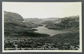 1950s Apache Lake Trail Ar Rppc Postcard Desert Scenic Cactus Canyon Arroyo