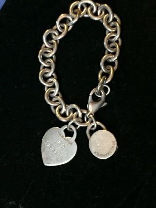 Vintage Tiffany Bracelet Sterling Chain W/ Heart Lock In Fine Shape Perfect Gift