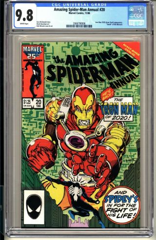 Spider - Man Annual 20 Cgc 9.  8 Wp Nm/mt 1986 Iron Man 2020 (arno Stark)