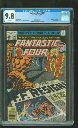 Fantastic Four 191 Cgc 9.  8 Nm/mint The Thing Human Torch George Pérez Cover