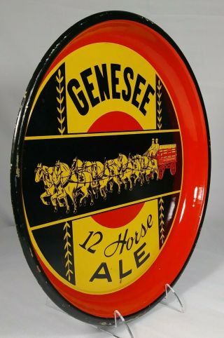 Old Genesee 12 Horse Ale Beer Tin Serving Tray Genesee Brewing Co.  Rochester NY 2