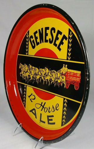 Old Genesee 12 Horse Ale Beer Tin Serving Tray Genesee Brewing Co.  Rochester NY 3