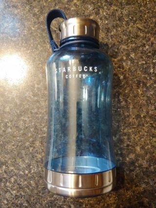 Starbucks Coffee Blue Water Bottle 32 Oz With Stainless Steel Lud And Bottom