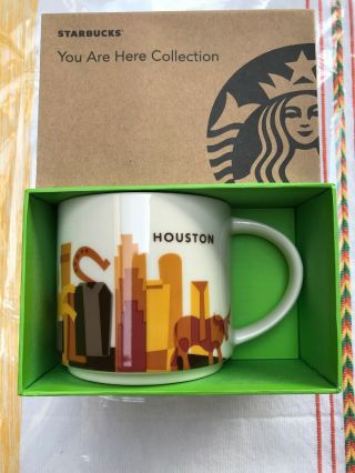 Nib With Sku Starbucks Houston,  Usa You Are Here (yah) 14 Oz Mug.  Rare