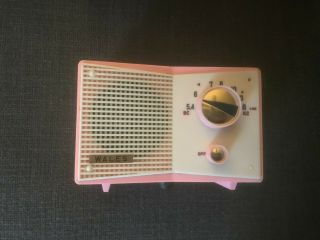 Vintage Wales Pink Bakelite Tube Radio Small 6 " By 4 " Does Not Work