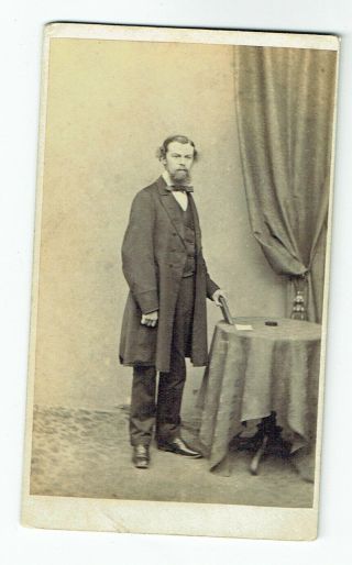 Victorian Cdv Photo Bearded Man Standing Ambleside Photographer
