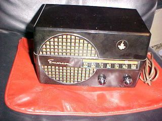 1950 Emerson Tube Radio Model 652 Series B Black Vintage Antique Deco