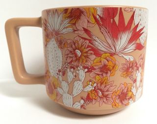 Starbucks Ceramic Mug 14 Oz Coffee Tea Stackable Pink Cactus Flowers