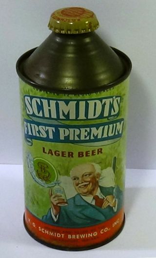 Schmidt’s Cone Top Beer Can Near Vhtf With Cap Wow