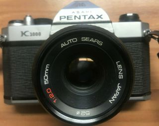 Vintage Asahi Pentax K1000 Se Camera With Strap And 50mm Lens