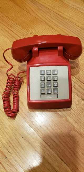 At&t Western Electric Push Button Desk Top Phone In Red