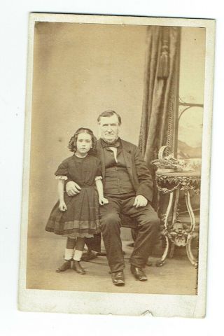 Victorian Cdv Photo Elderly Man & Girl London Photographer
