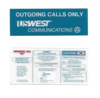 Set Of Us West Payphone Instruction Cards,  Plastic