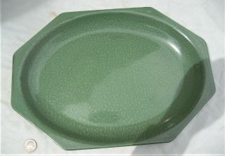Old Green Mottled Graniteware 8 Sided Tray 14 - 1/2 By 10 - 1/2 Inches