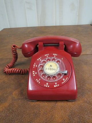 Vintage 1956 Red Western Electric Bell 500 Rotary Telephone