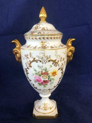 Good Vintage Coalport Fine Bone China Hand Painted Lidded Vase / Urn.  1.