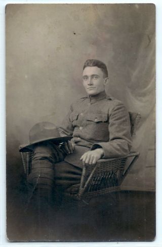 Wwi Army Soldier,  Camp Funston,  Fort Riley,  Kansas; Photo Postcard Rppc
