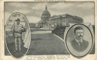 Postcard Vignettes Of Teddy Roosevelt As Rough Rider And President