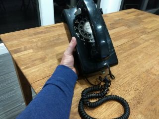 Vintage Black Western Electric Bell System 554 Bmp Rotary Wall Phone Black