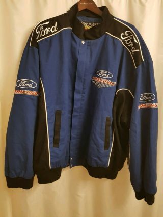 Vintage Ford Racing Nascar Patches Jacket Mens Xxl Cotton And Polyester Blend