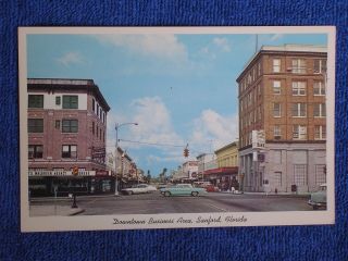 Sanford Fl/main Street - Business District/1950s Cars/walgreens Rx Drugs/chrome Pc