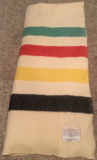 Vintage Polar Star Blanket 100 Wool Hudson Bay Striped Golden Dawn 80” X 87”