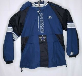 Dallas Cowboys Vtg 90s Starter Pro Line 1/2 Zip Pullover Winter Coat Sz Med