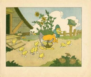 1934 Disney Illustration The Wise Little Hen And Her Chicks